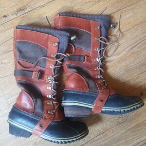 Vintage Tall Sorel Winter Lace Boots Heels 10